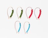 Gold gemstone earrings long earrings blue earrings red  jade earrings green jade earrings rusteam - Folirin