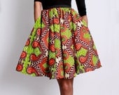 NEW The Maggie -African Print 100% Holland Wax Cotton/Metallic Mini Skirt