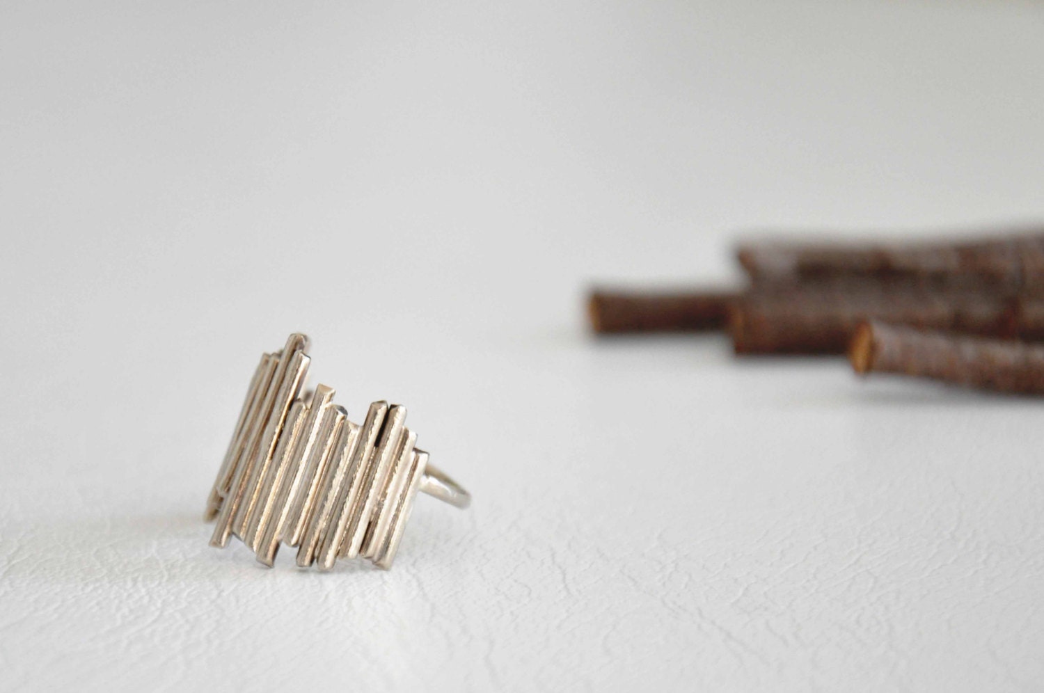 Alpaca metal ring. Unique OOAK handmade ring. Made to order item