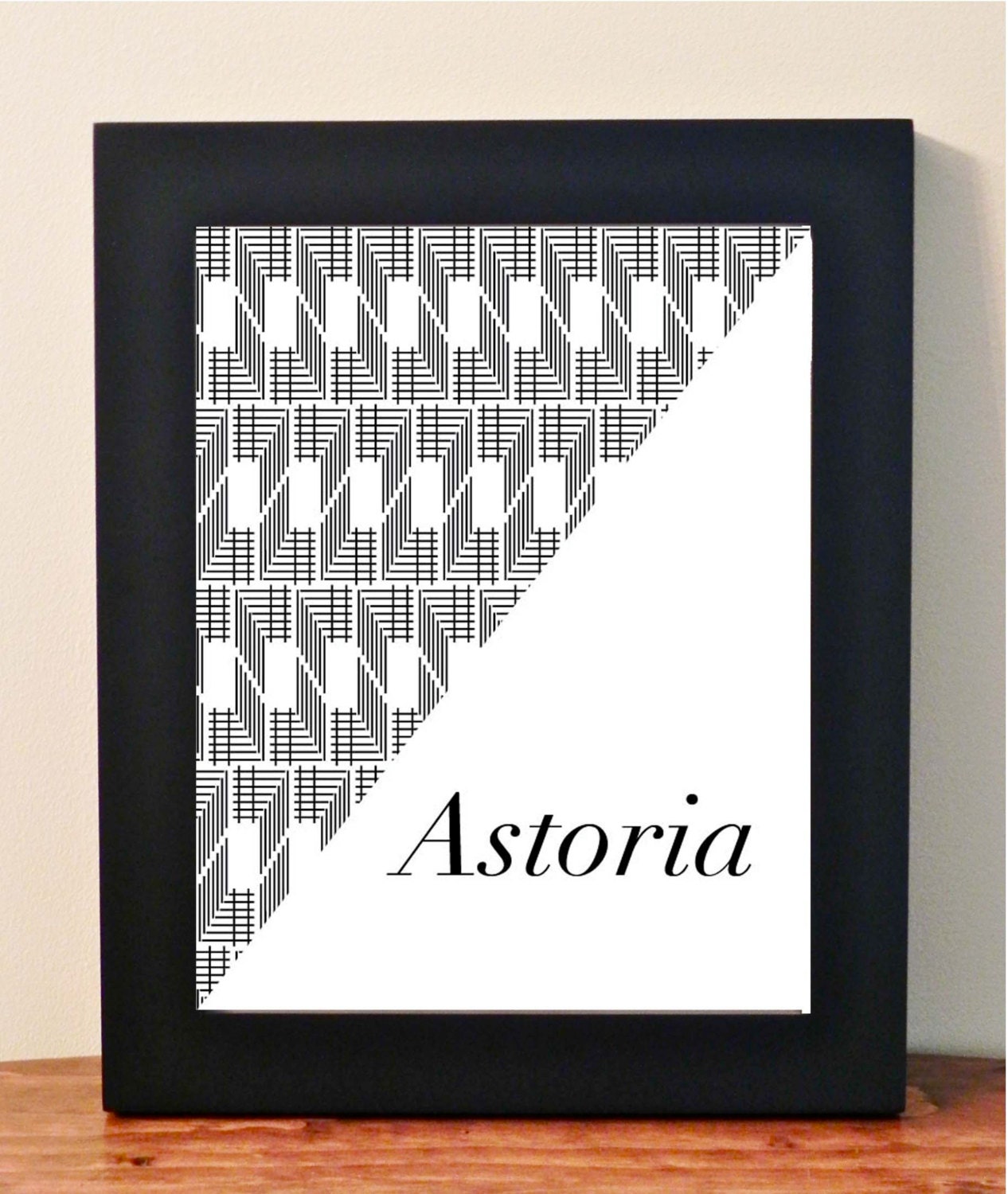 8 x 10 White OR Black Digital Print of Astoria NYC Original Modern New York City Home Decor Graphic Print