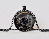 ANTIQUE CAMERA LENS Pendant Black White Gray Camera Necklace Photographer Gift Photographer Camera Pendant Not an Actual Lens, 1 inch