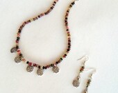 Tourmaline Necklace and Earring -  Mother's Day-  AccessoryJjewelry -Tourmaline Stone - OOAK-Silver-Plated