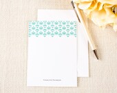 Personalized Notecard Set - Damask Band - Set of 12 Flat Personalized Stationery / Stationary Cards - Choose your color