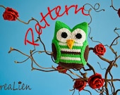 Crochet pattern Albert Owl PDF. Baby shower gift, Baby / child toy. 5 Inch. Green, brown, white, yellow, black
