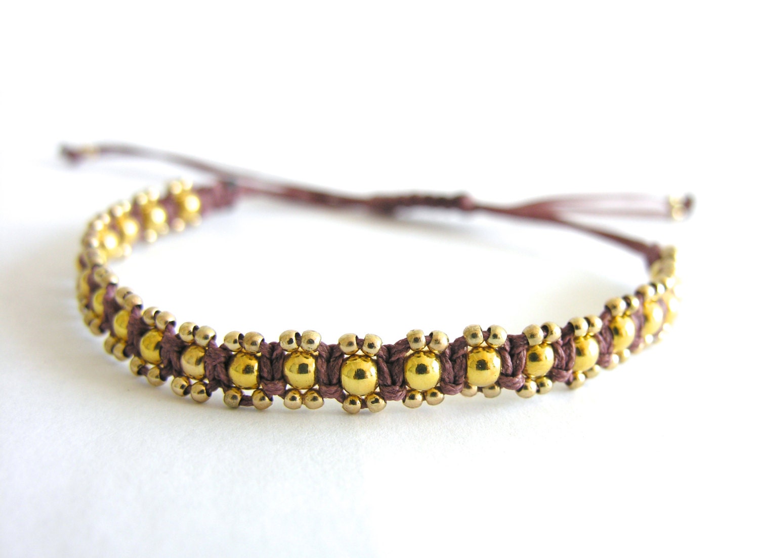 Boho bracelet, Golden beads handmade bracelet adjustable, braided friendship, summer bracelet, for her,
