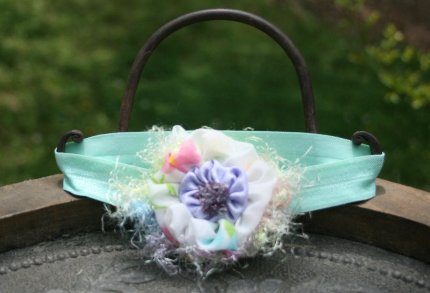 Baby Toddler Headband Boho Country Hippie Gypsy Summer Casual Simple Rainbow Yellow Mint Green Chenille Hair Bow Anthropologie Inspired