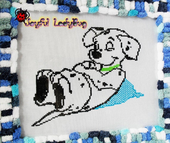 Sleeping dalmatian puppy,101 Dalmatians, Framed picture, Large picture, Counted Cross Stitch, Dog, colorful, puppies, Disney dalmatian puppy