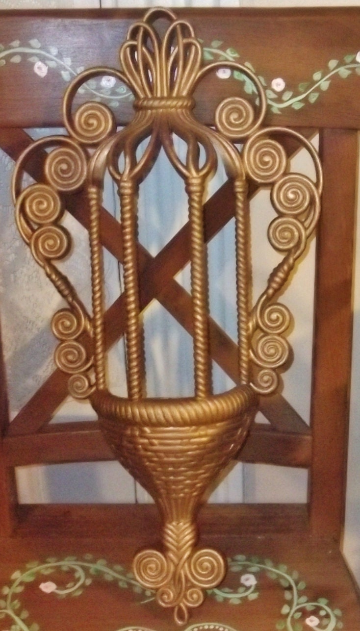 Vintage Burwood large gold planter/ wall hanging