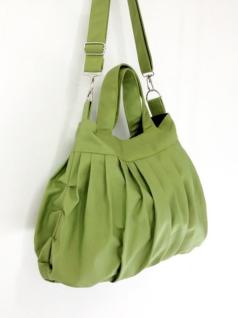 SALE - 10% off Handmade Canvas Bag/ Diaper bag/ Shoulder bag/ Hobo bag/ Tote/ Messenger/ Purse/ Handbag/ Everyday bag - Pea Green - Kacy