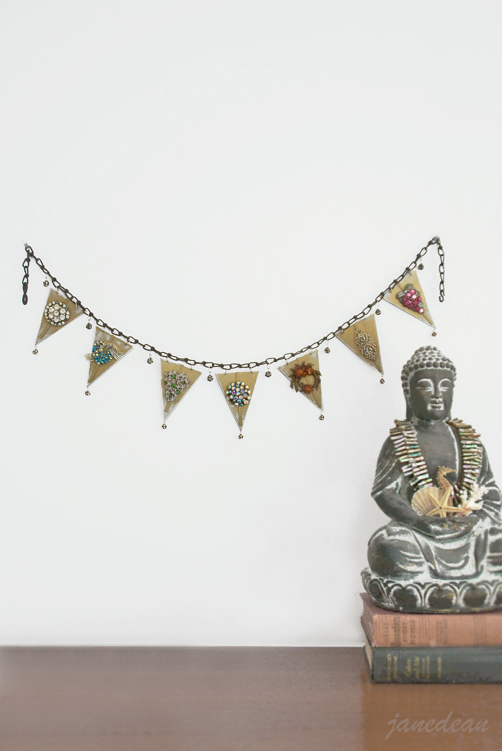 Metal and Rhinestone Garland - recycled vintage jewelry and junk