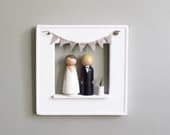 The Original Cake Toppers AND FRAME - Custom Wedding Cake Personalized Little Wooden People Wedding Gift // Goose Grease // wooden dolls