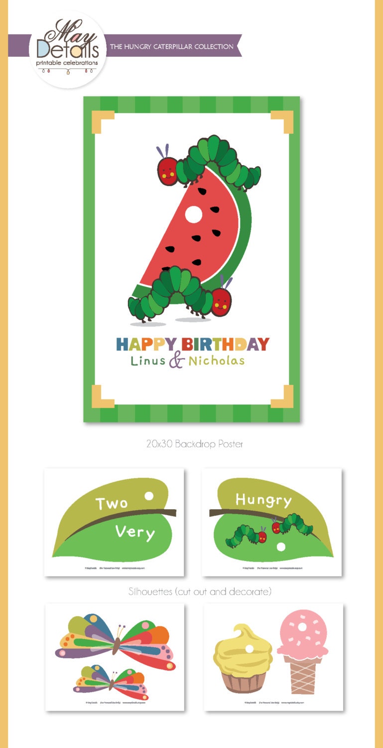 Custom 'A Very Hungry Caterpillar' DIY Party Package by MayDetails: Full Collection