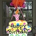Yellow Cupcake with Pink Candle Door Hanger - Bronwyn Hanahan Art