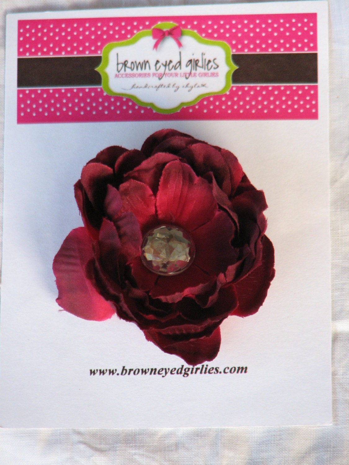 NEW Mini Peony Flower Hair Clips - WINE