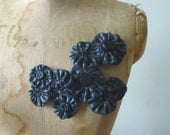 Fibre Brooch - Statement piece - Fabric Flowers in Grey and Black