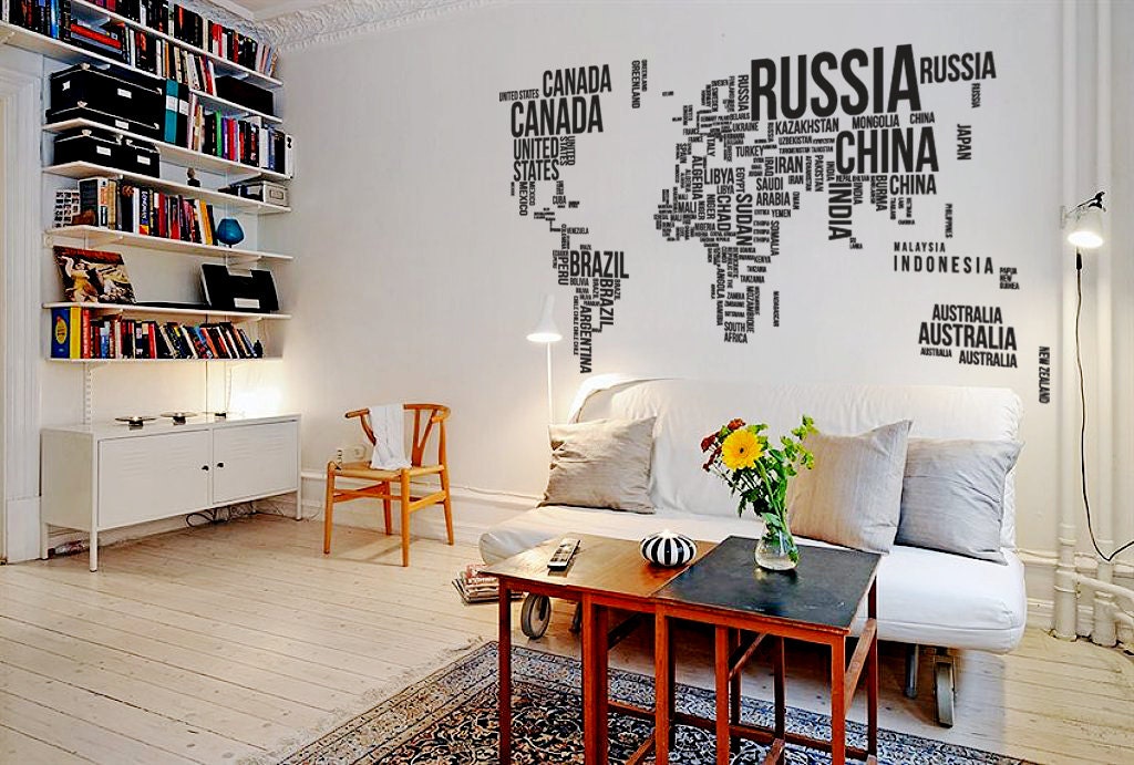 Buy buy home decors - Wall Decal Vinyl Sticker Home Decor Modern Art Mural " World MAP " 94.5'' x 50.4"