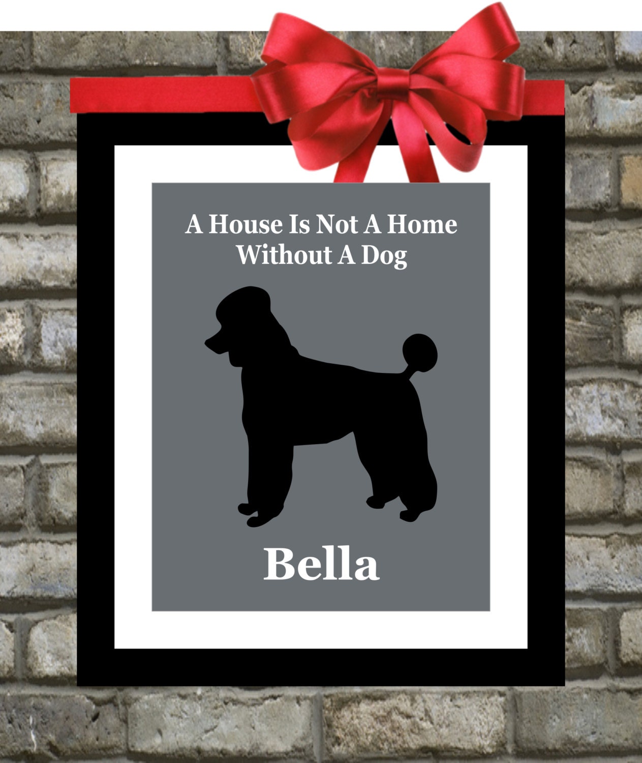 Custom Dog Silhouette: Pet Portrait Personalized ANY Breed, Standard Poodle Gift Black Poodle Art Digital Picture Print Wall Art Home Decor