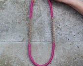 Geometric Necklace / Boho Necklace / Wooden Colourful Necklace/ Neon Pink Yellow Necklace