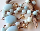 bridesmaid bracelets SET of 3 robins egg blue country style bracelets brown rustic wedding baby blue powder  theme stone bridal jewelry