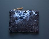 INDIGO SEQUIN Clutch. Navy Blue Sequin Clutch. Wedding Clutch.