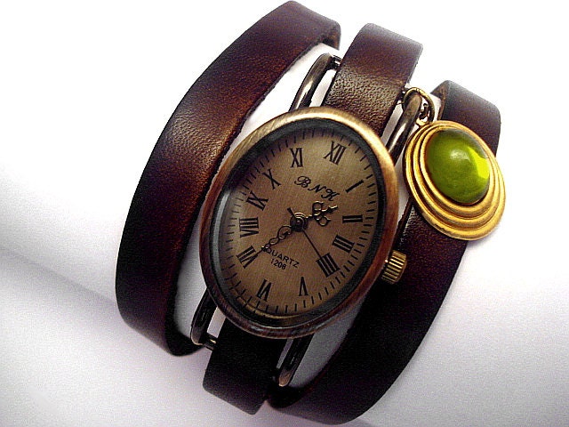 Art Nouveau style wrap watch with Original Vintage charm- genuine leather