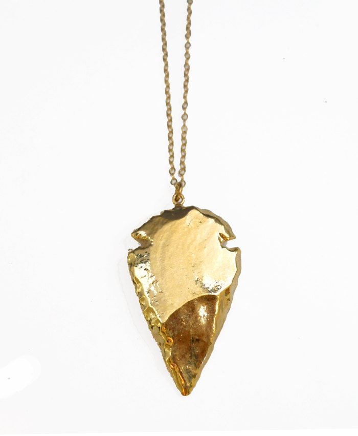 24K Gold Dipped Arrowhead Necklace  -  Native American Jewelry