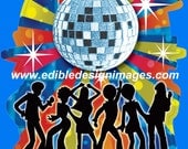 77002 70's Disco Ball Birthday Party Edible Cake Toppers Cupcakes Decoration Favor Personalized Custom