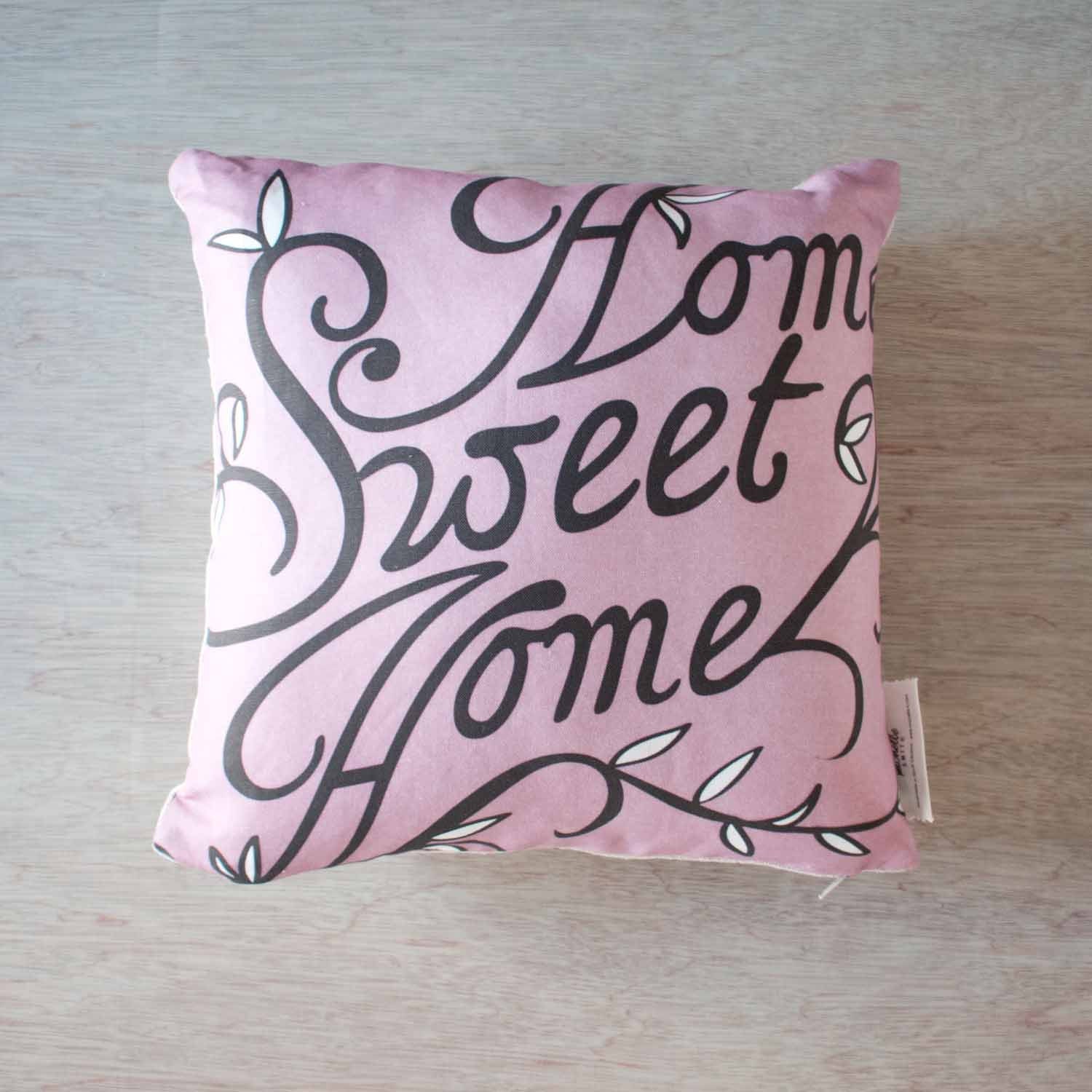 Hand Lettered Floral Home Sweet Home Pillow Case