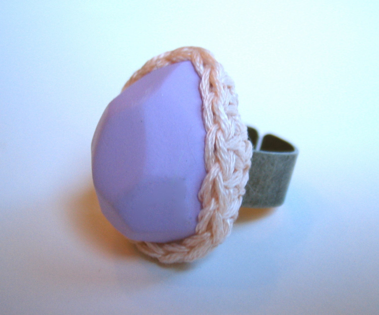 Lavender Pastel Geometric Ring by Even Howard. xoxoSFEtsy sale 40% off on Feb 4th only. Adjustable wide band easily fits 7-10.