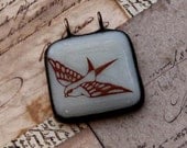 One Inch Image Pendant Grey Sparrow