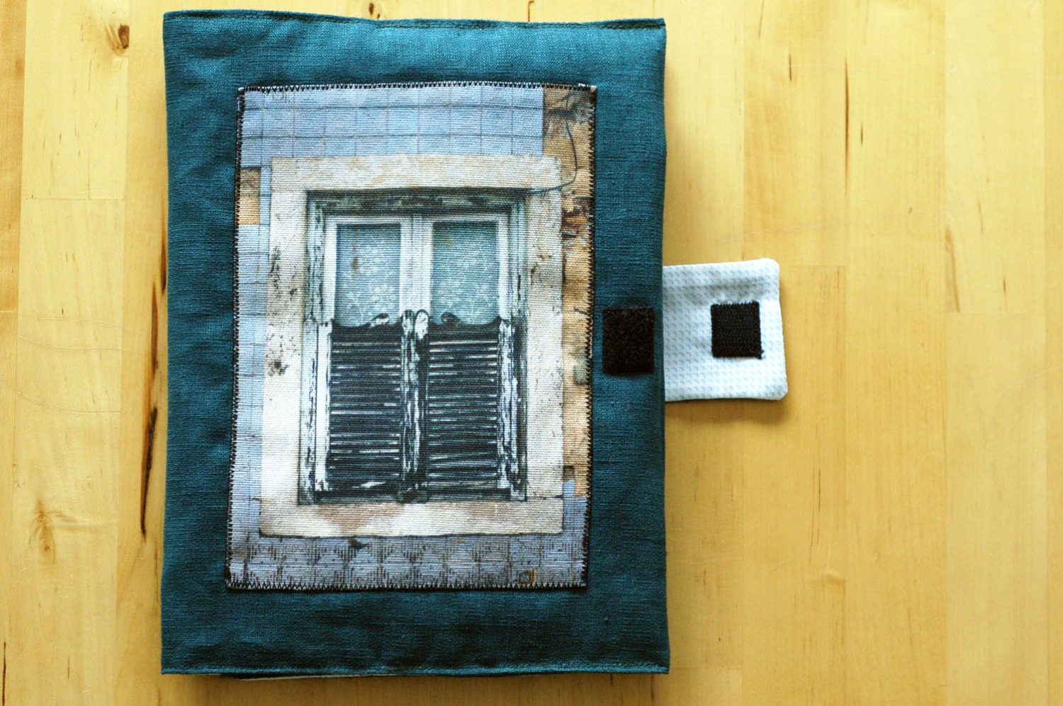 Blue window - Book / gadget teal case with photo