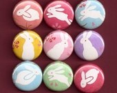 One Inch Magnet Set - Origami Paper Bunny Rabbit Print