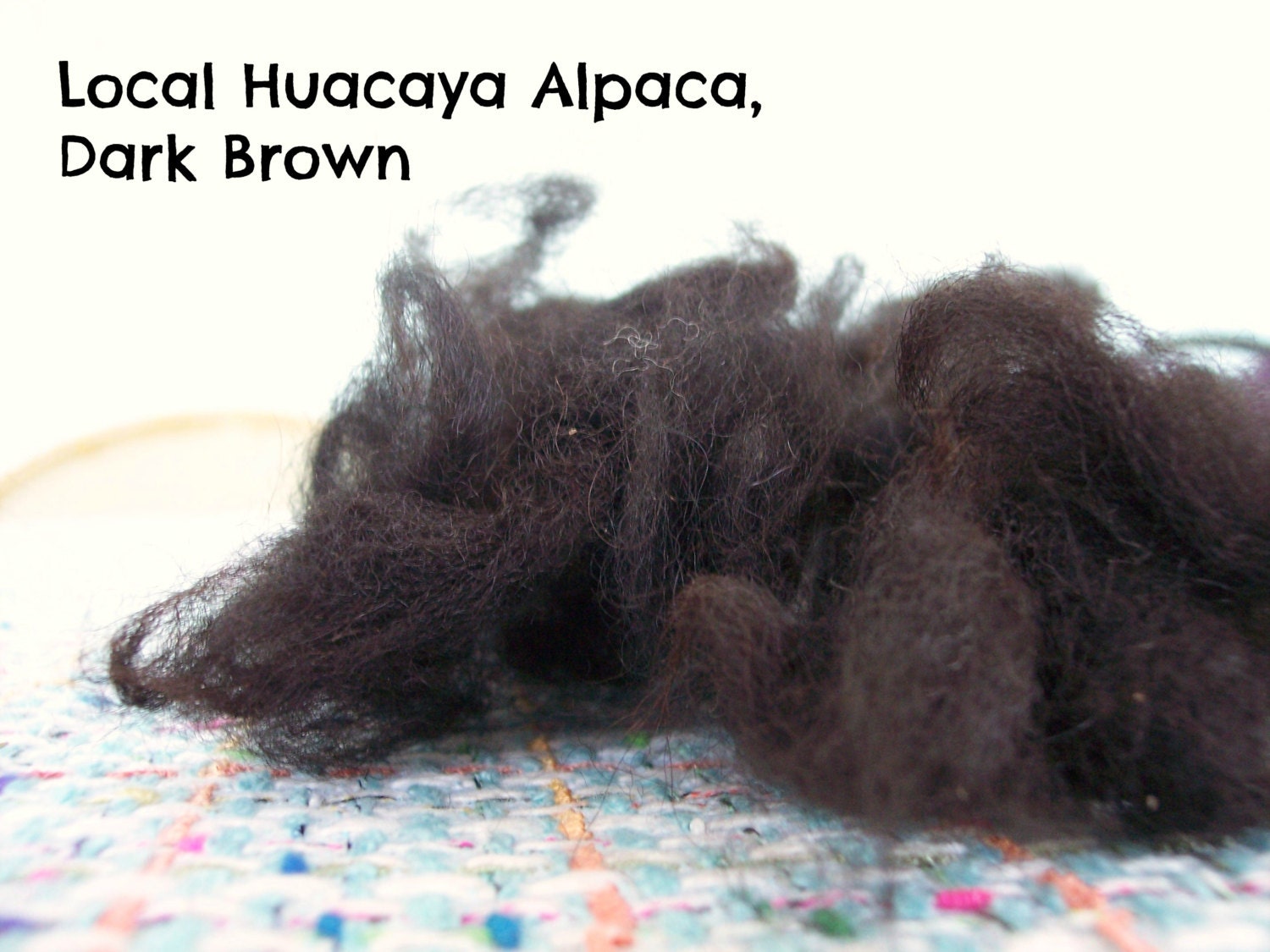 Loose Huacaya Alpaca fiber - natural dark brown color, 2 oz