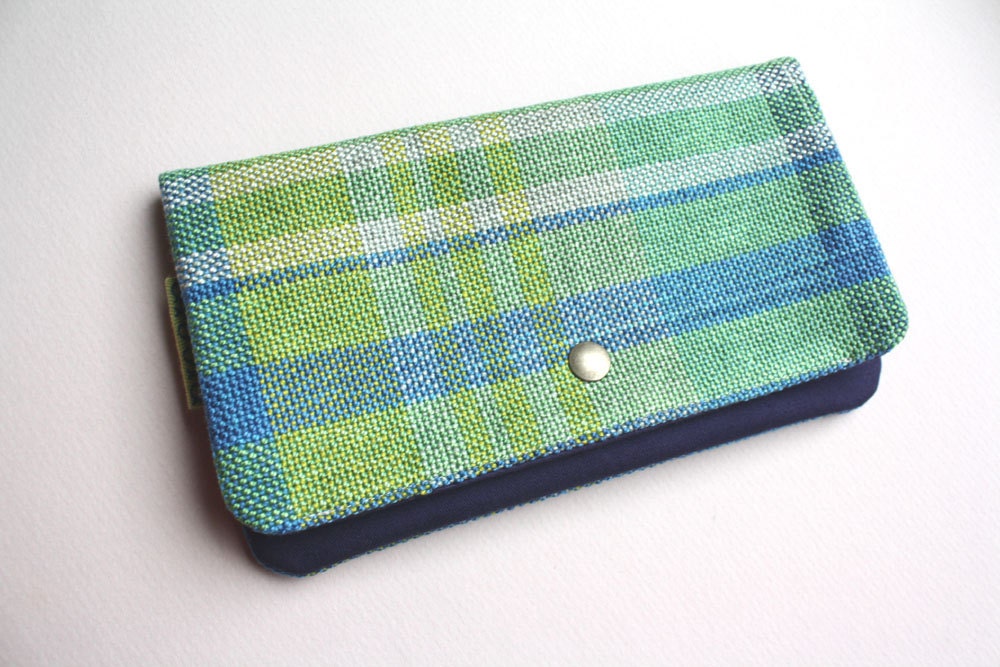 Medium Pouch - Handwoven Blue/Green/Gray
