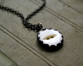 Antique Button Pendant with Soldered Oxidized Setting -- Handmade in Ireland