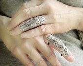 Versailles Armor Ring Gothic Flourish Filigree Knuckle Ring ONE Ring Set Silver Tone