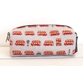 SALE Short boxy pencil / make up pouch - London bus