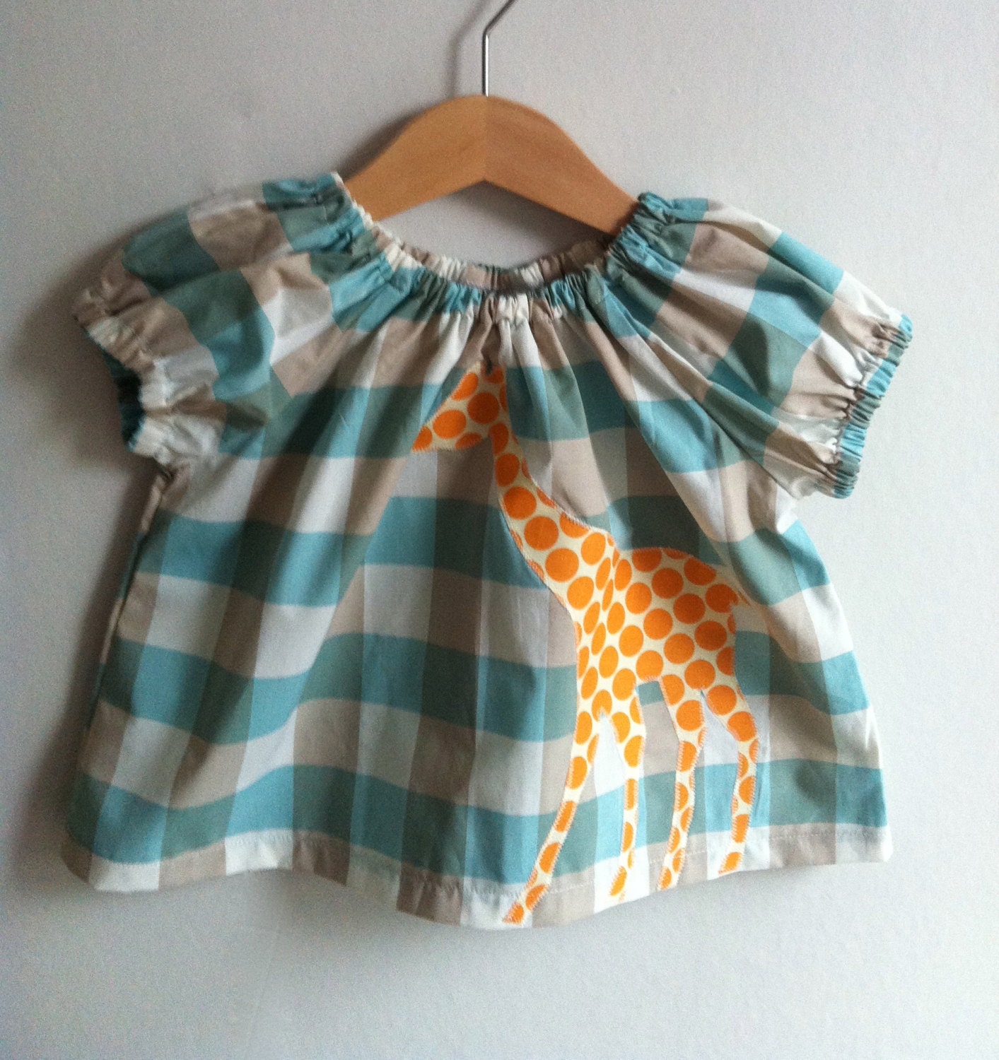 Blue Check Giraffe Blouse