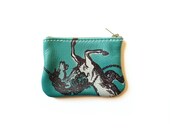 Unicorn Coin Purse in Teal Leather
