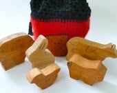 Take A Long Farm set felted bag wood animals