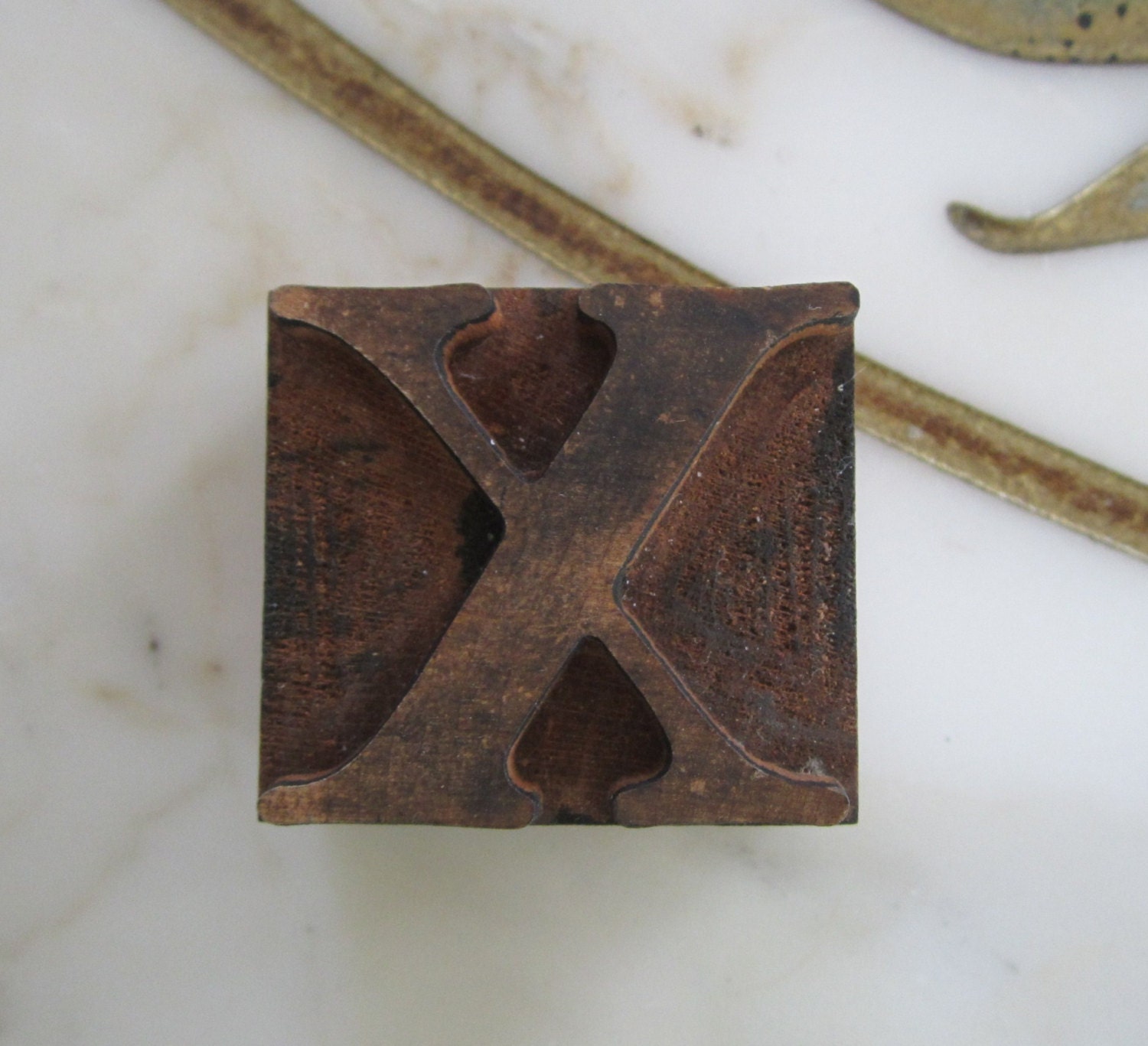 Antique Letterpress Wood Type Printers Block Letter X