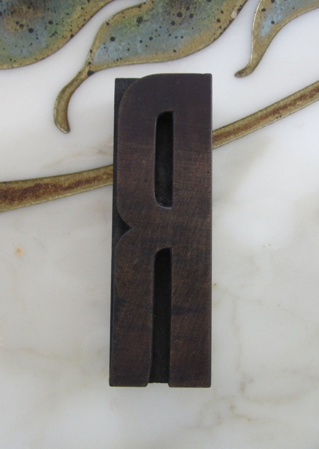 Antique Letterpress Wood Type Printers Block Letter R