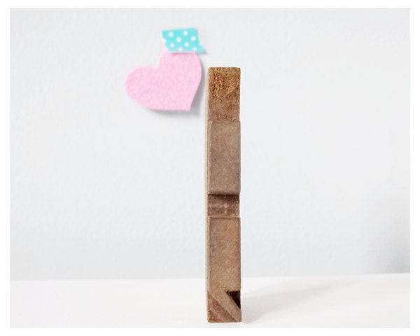 Vintage letterpress typography - semicolon punctuation wood block collectible