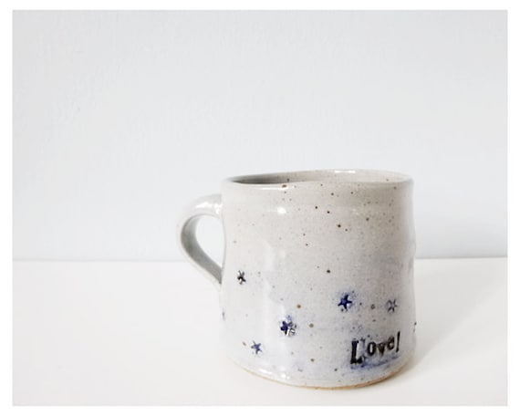 Star cup gray blue - handmade pottery grey ceramic mug - thecupcakekid