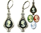Dainty Cameo Earrings MULTIPLE COLORS  and Finishes Available in Brass or Silver by Nouveau Motley