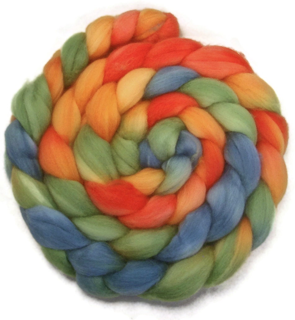 Handpainted Superwash Merino Nylon 80/20 Sock Roving - 4 oz. TROPICAL SNO - Spinning Fiber