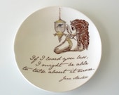 If I Loved You Less, Jane Austen Quote, Emma, Romantic quote, Blue bird in Cage, Ring Dish
