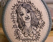 she lived in fairy tales, original hand manipulated stitch by stitch machine embroidered fiber art