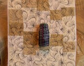 beautiful headaches, original freeform embroidery fabric covered Excedrin bottle art piece