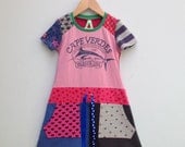 Upcycled Dress Handmade Recycled Dress Cape Verdes Repurposed Pieced Tunic Size 6 (europ. size 122/128)